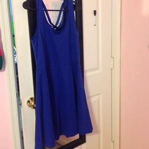 Cross back royal blue skater dress