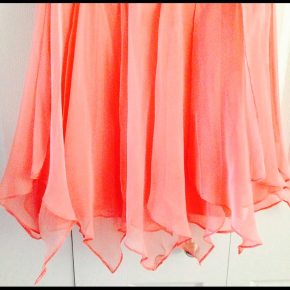 REDUCED Peach strapless ruched embellished dress - Picture 4 of 4