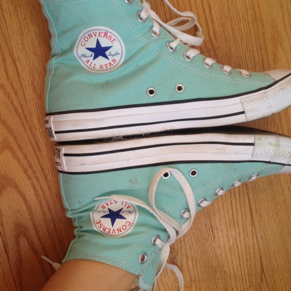 Mint green converse hi-tops