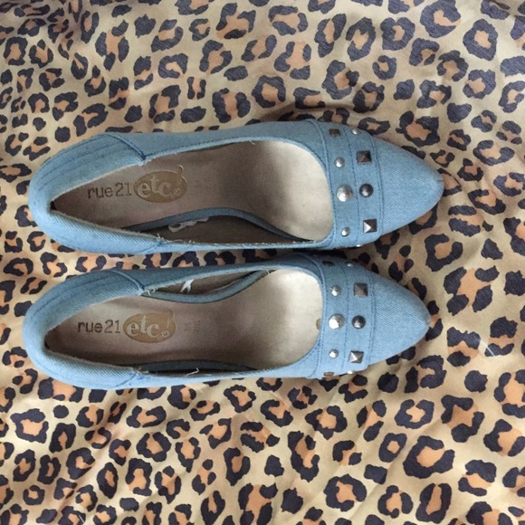 Blue jean platform heels