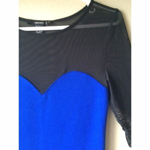 NWT Royal Blue & Black Bodycon Dress with Mesh