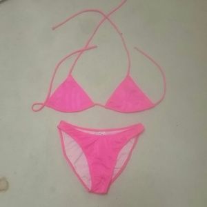 Hot pink jelly swimwear string bikini
