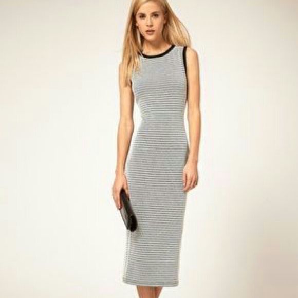 Asos Midi Pencil Dress in Monochrome