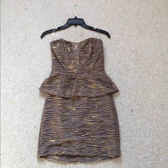 Gold peplum dress