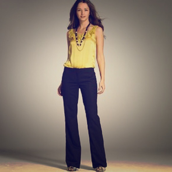 J. Crew city fit black wool wide leg trousers
