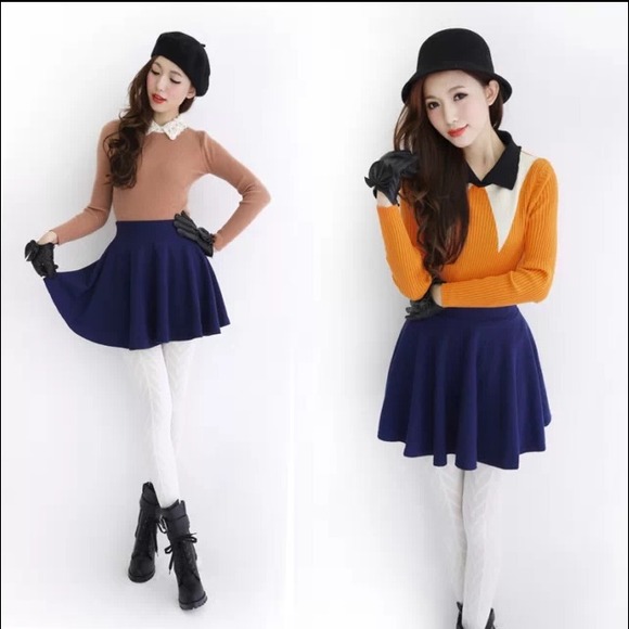 Lindsay's Roses Dresses & Skirts - NWOT Blue High Waist Skater Skirt XS/S Stretch Fit