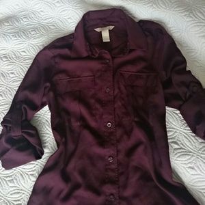 BANANA REPUBLIC Maroon Button up Collared Shirt