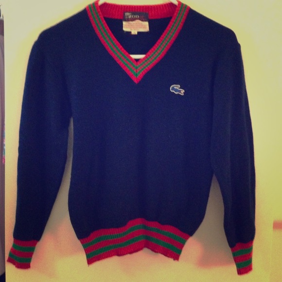 Vintage Lacoste sweater (navy with red/green trim)