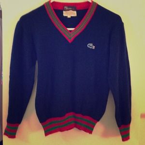 Vintage Lacoste sweater (navy with red/green trim)
