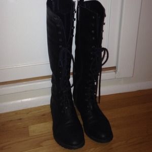 black lace up boots