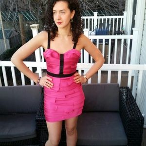 Beb? hot pink tiered sweet heart neckline sz sm