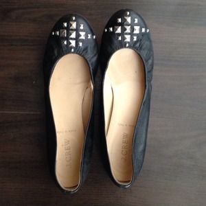 Black leather pyramid studded flats from J. Crew