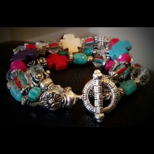Turquoise & Cross Bracelet