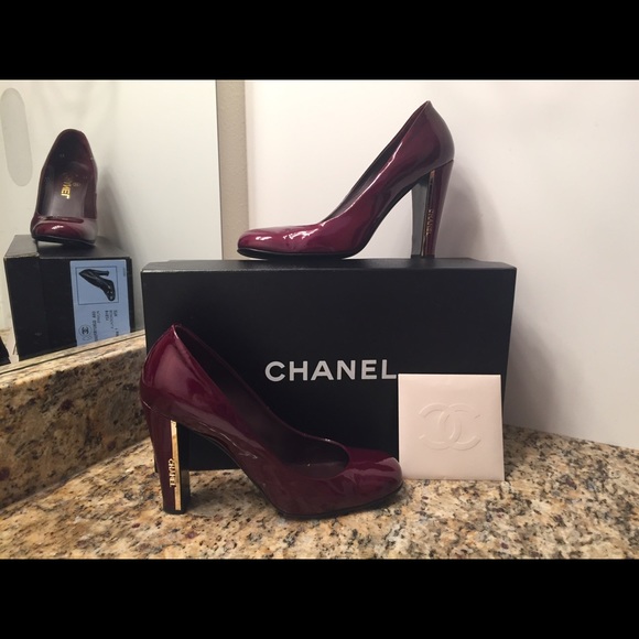 CHANEL Shoes - Chanel Burgundy Patent Pumps