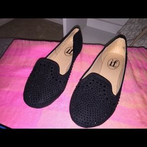 Black jeweled loafers