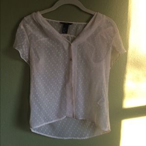 H&M sheer cream blouse