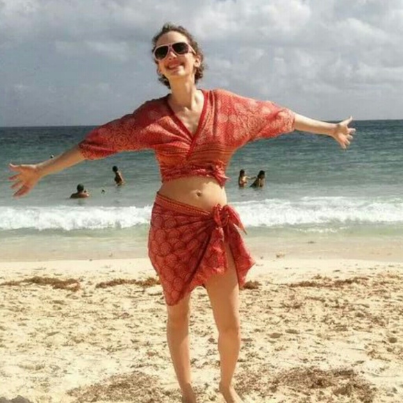 Beach ensemble!! hand-made from a vintage sari!