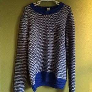 Blue and white knit sweater