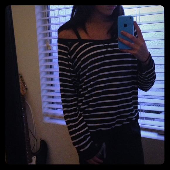 Striped Sweater (off the shoulder)