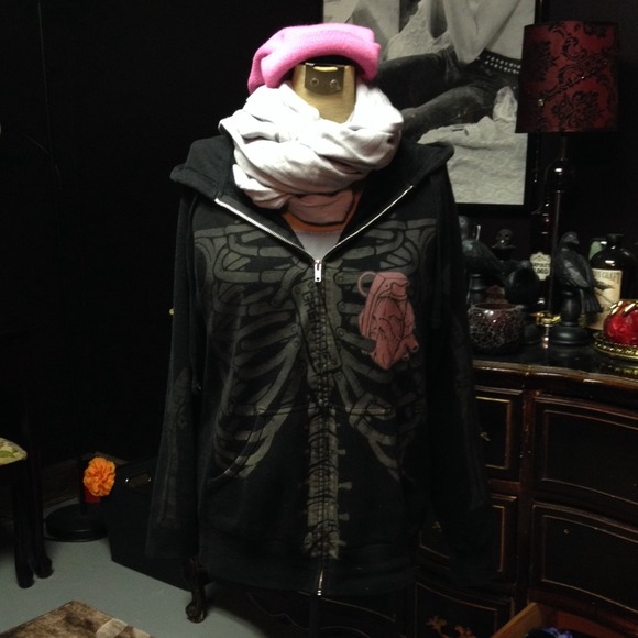 Skeleton Hoodie & Skull Scarf Bundle