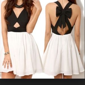 Black and white bow dress