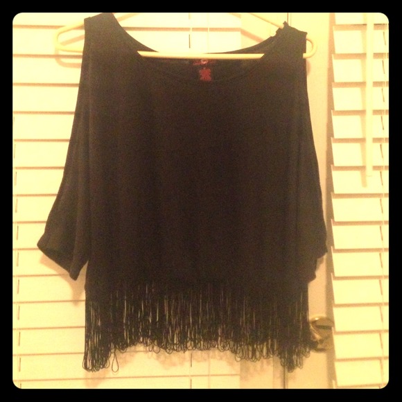 Fringe Top with Cut Out Sleeves!