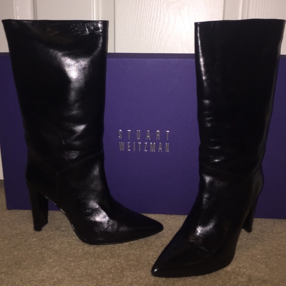 Stuart Weitzman Black Leather Boots NEW