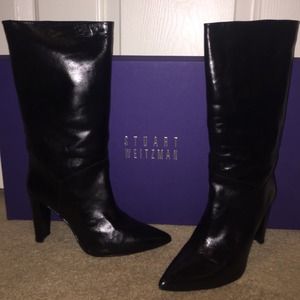 Stuart Weitzman Black Leather Boots NEW