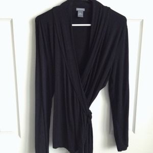 Black jersey wrap top