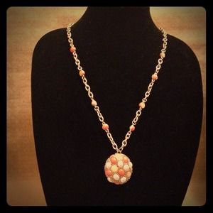 Lia Sophia Coral & Gold Long Necklace