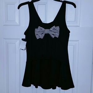 Bow and open back peplum shirt