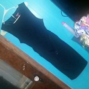 Black knee length dress with belt