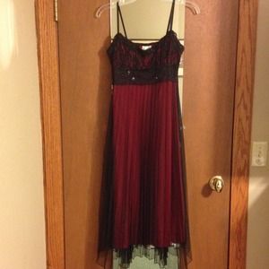 Burgundy and Black Lace Dress