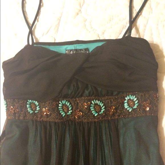 Brown and Turquoise Dress