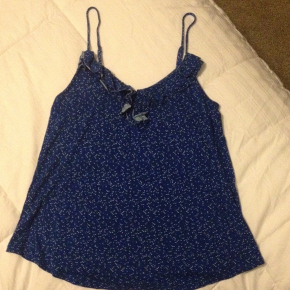 Blue Ruffle Tank Top