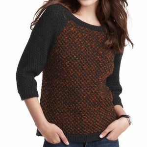 LOFT Grey/Orange Wool Knit Sweater