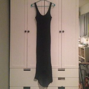 Material Girl Black Crochet Hi-Low Dress