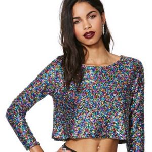 MINKPINK Sequin Crop Top