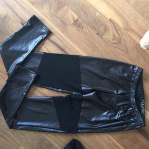 pleather leggings, sheer cut outs