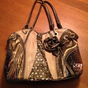 Brown and gold purse