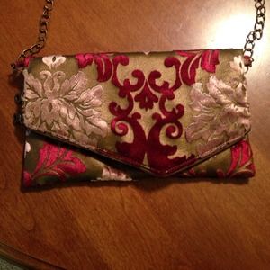Burgundy and gold purse