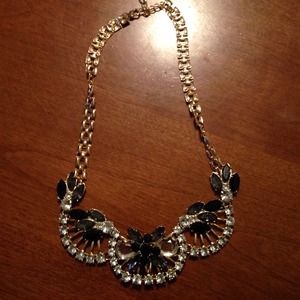 Black, gold, and clear diamonded necklace