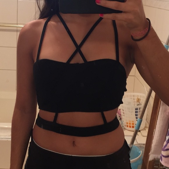 Black caged bustier