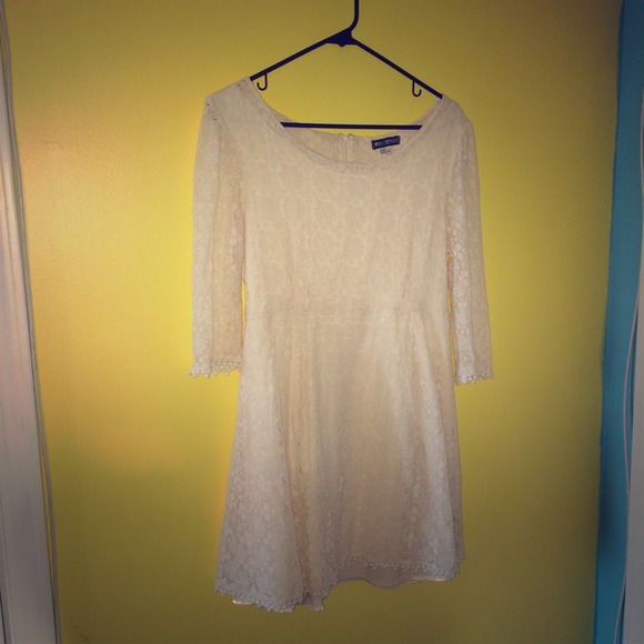 Vintage inspired lace dress - ivory - size large