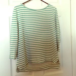 Green and white striped sweater