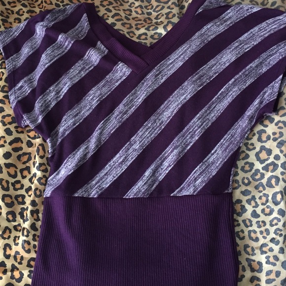 Purple stripped short sleeve sweater