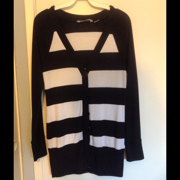 SOLD Black and White Striped Sweater - Picture 1 of 1