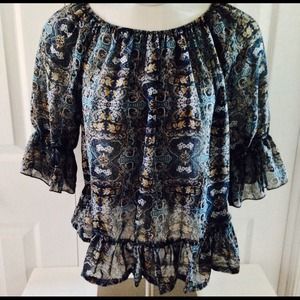 Reduced Bohemian 3/4 sleeve blue/teal/gold