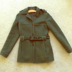 Prada forest green wool/alpaca military coat