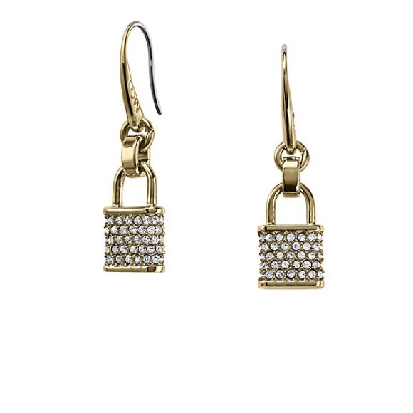 Michael Kors Jewelry - MICHAEL KORS PAVÉ GOLD-TONE PADLOCK EARRINGS